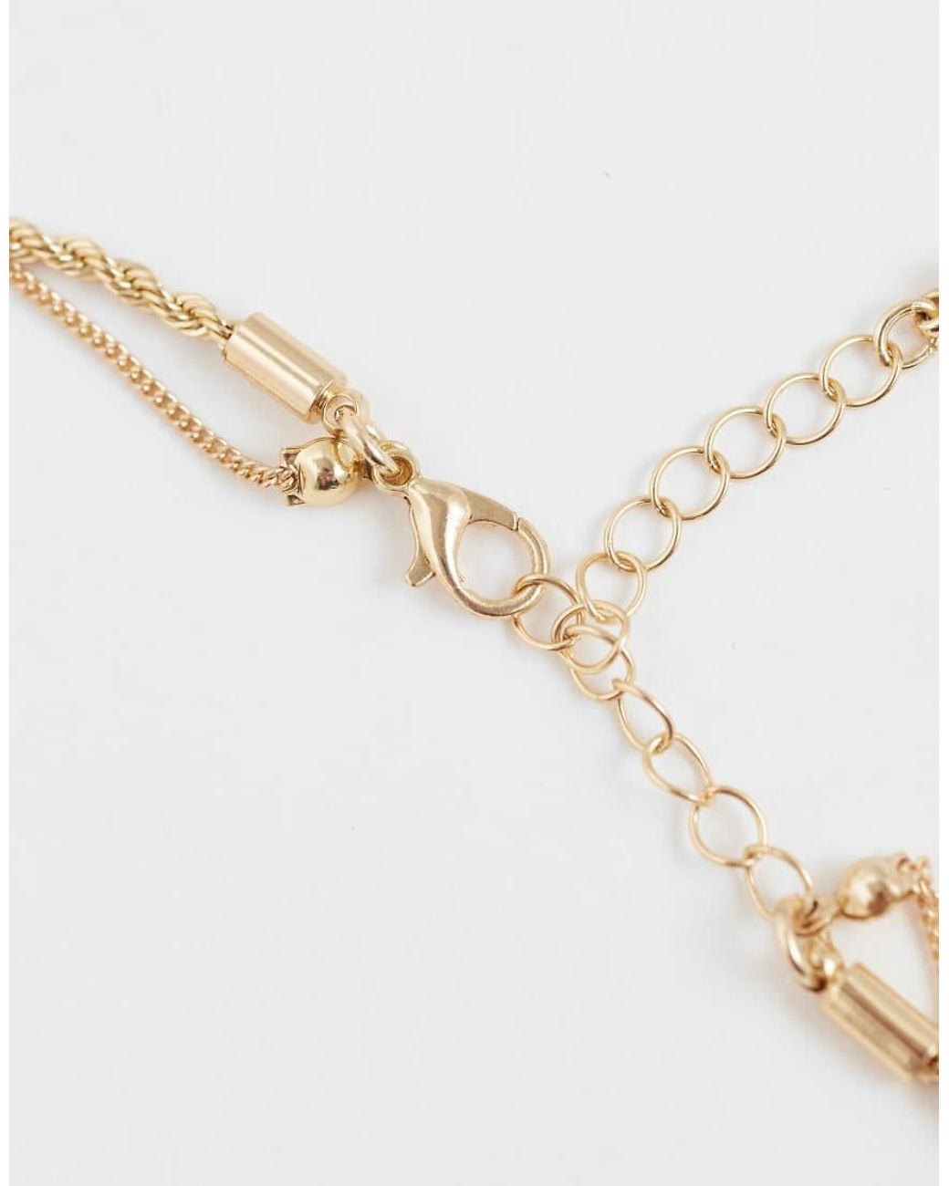 ASOS White Pack Of 2 Necklace With Twisted Chain And Diamante Detail