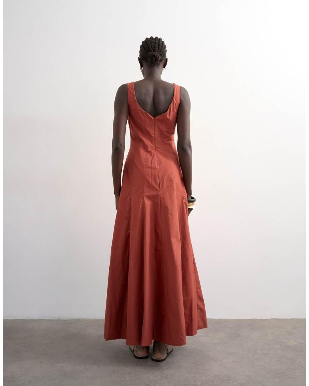 TOPSHOP Red Dropped Hem Full Circle Skirt Sundress