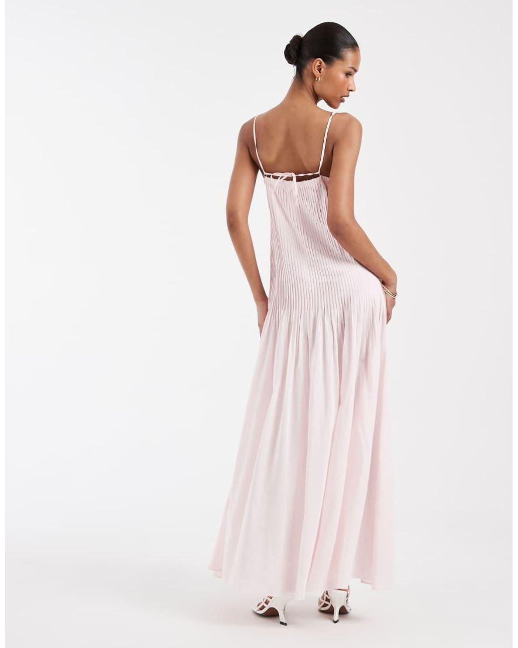 & Other Stories Pink Drop Waist Maxi Dress With Pleated Skirt