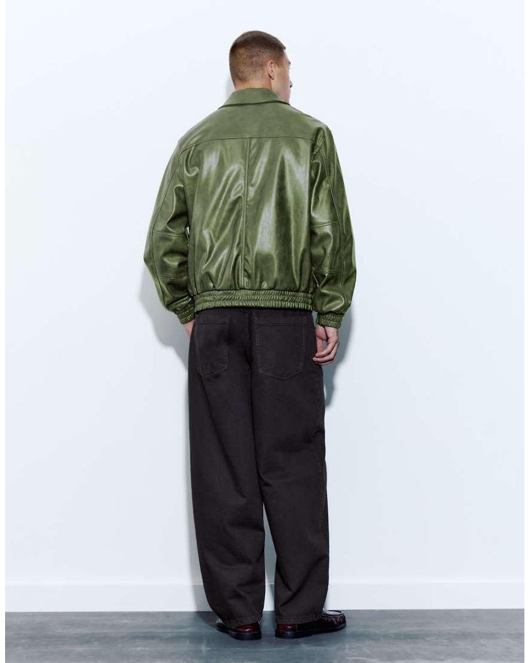 Pull&Bear Jack Met Leerlook in het Green voor heren