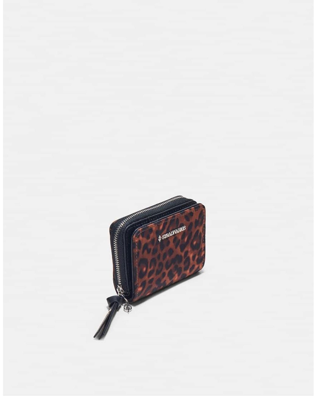 Stradivarius Brown Leopard Print Card Holder Purse