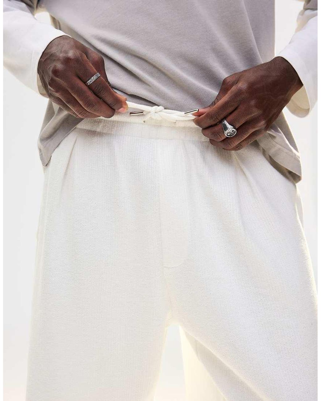 Bershka Natural Textured Plush Bermuda Shorts for men