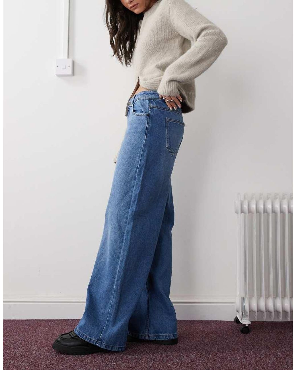 Noisy May Blue Andy Low Rise Wide Leg Jeans