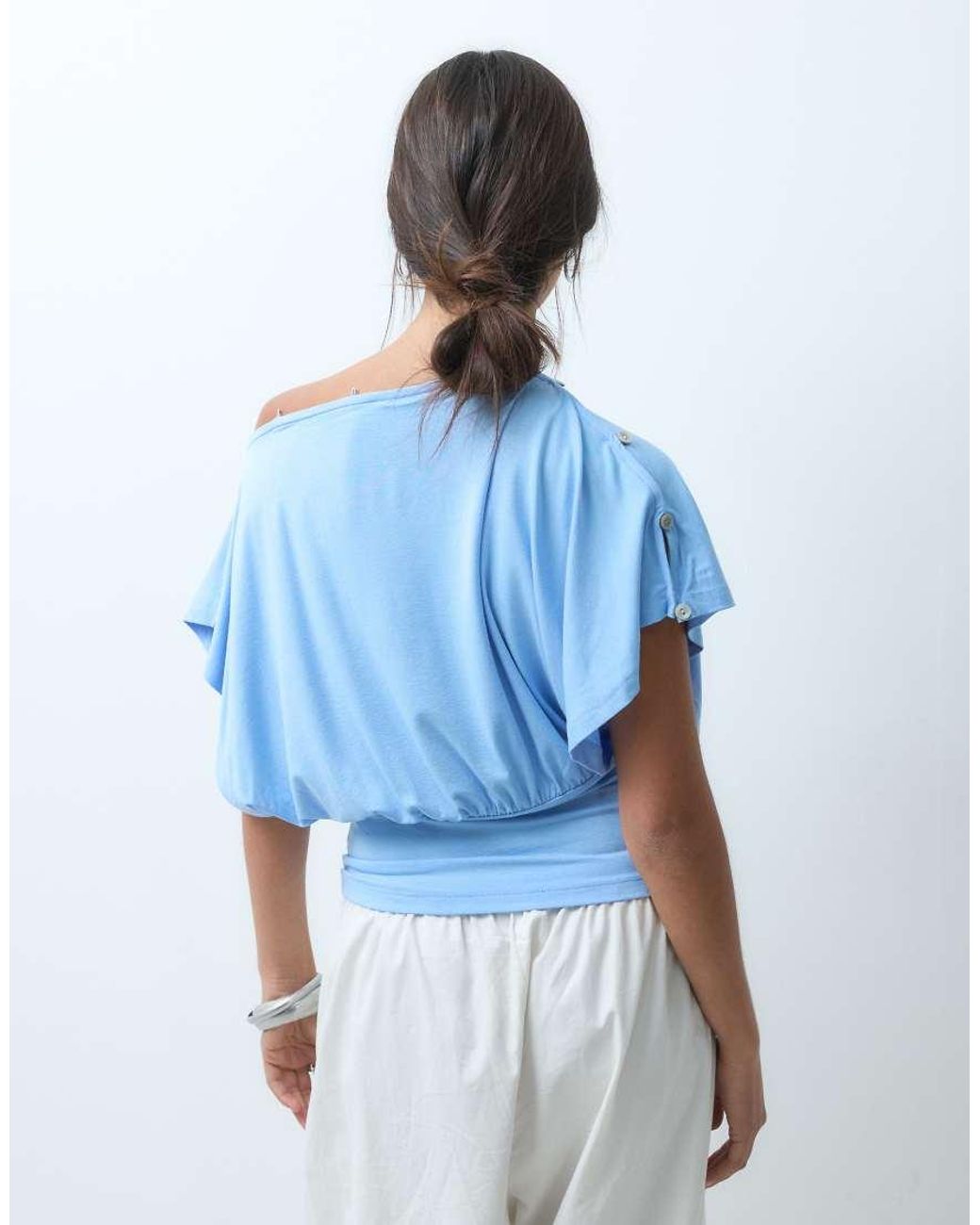 ASOS Blue Multi Way Button Up Top