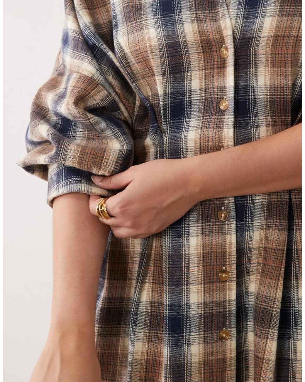 ASOS Natural Asos Design Curve Nipped Waist Mini Shirt Dress