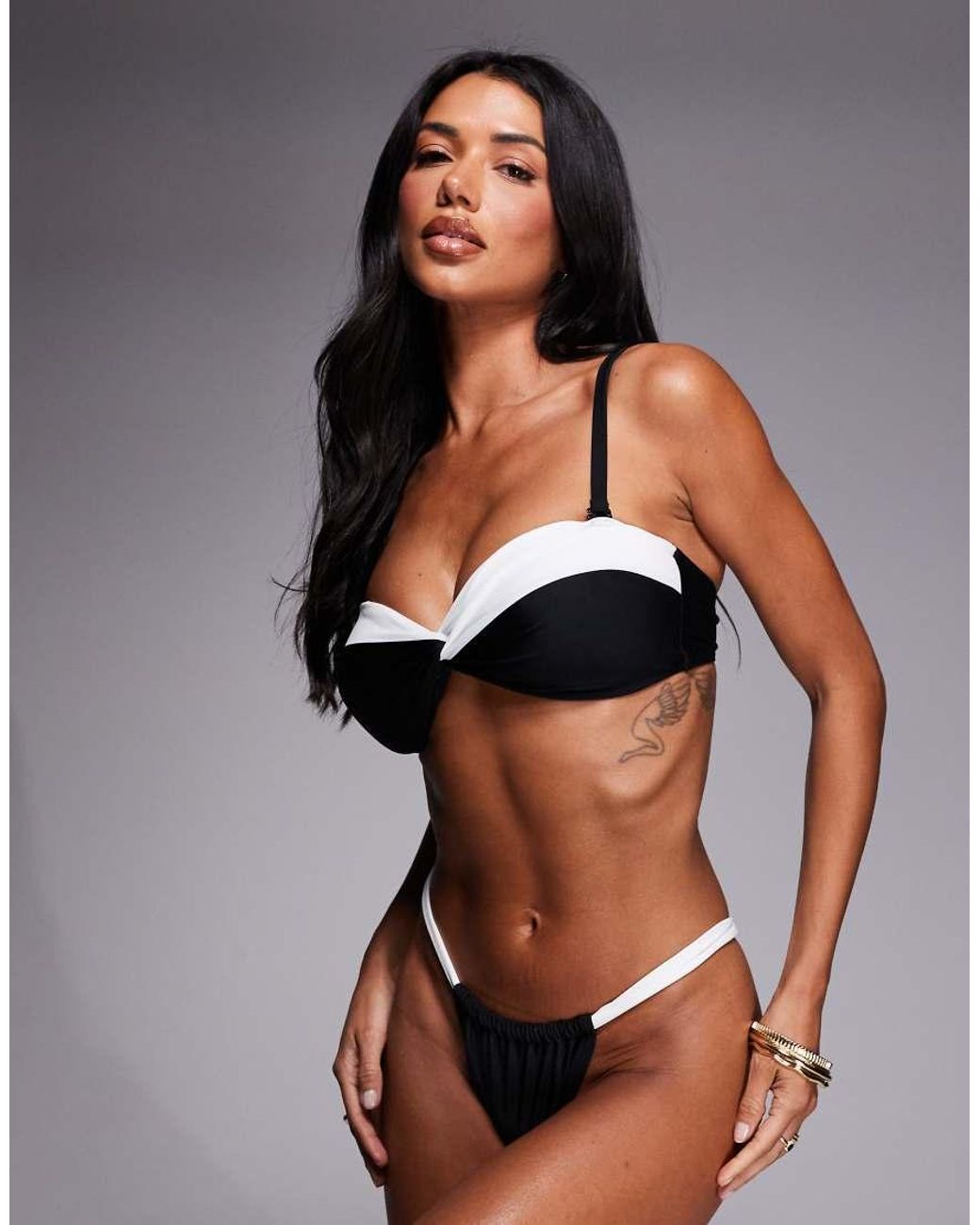 Wolf & Whistle Multicolor Twist Bandeau Bikini Top With Removable Straps