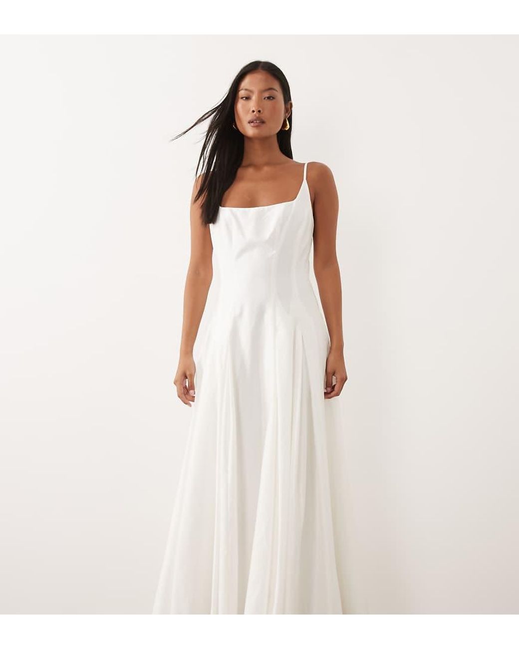 Forever New White Cotton Cami Godet Maxi Dress