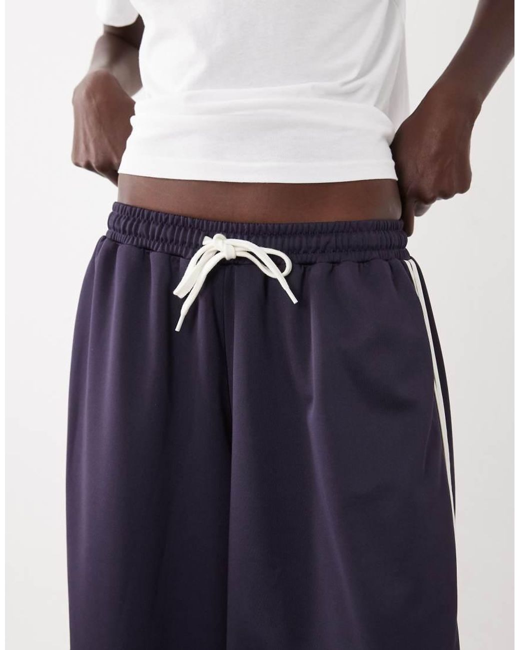 ASOS Blue Oversized Shorts With Side Stripe