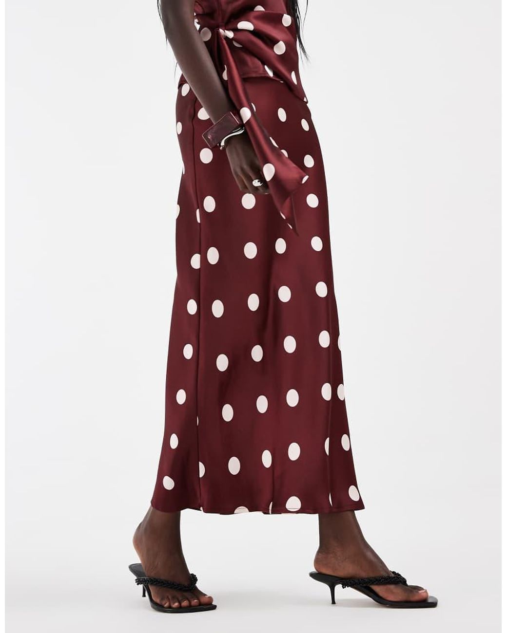 4th & Reckless Red Satin Column Maxi Skirt Co-Ord