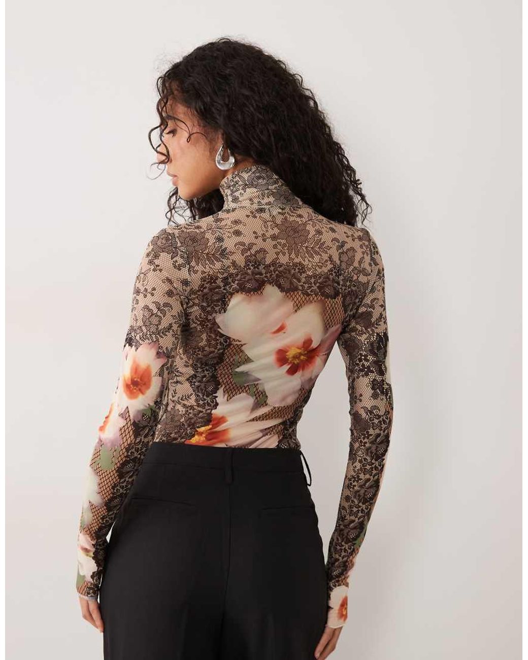 AFRM Black Zadie Mesh High Neck Long Sleeve Top