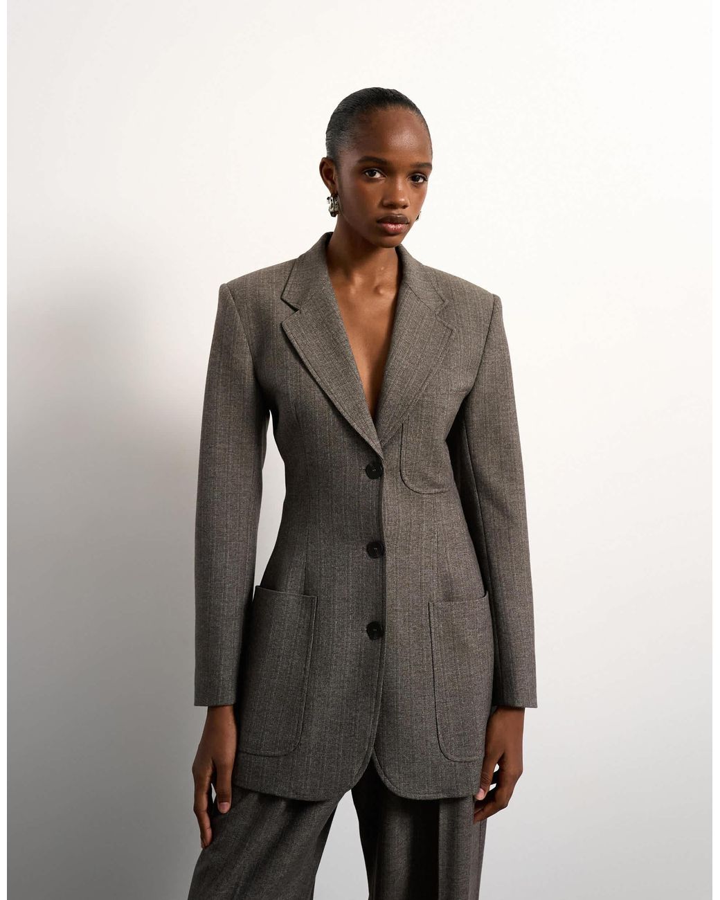 TOPSHOP Green Tolu coker x – taillierter blazer im 80er-stil