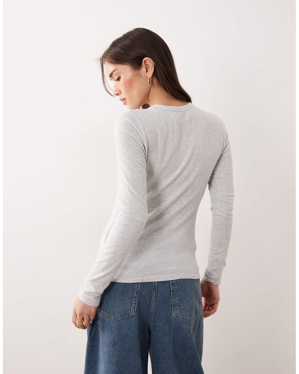 Abercrombie & Fitch White – weiches, langärmliges oberteil