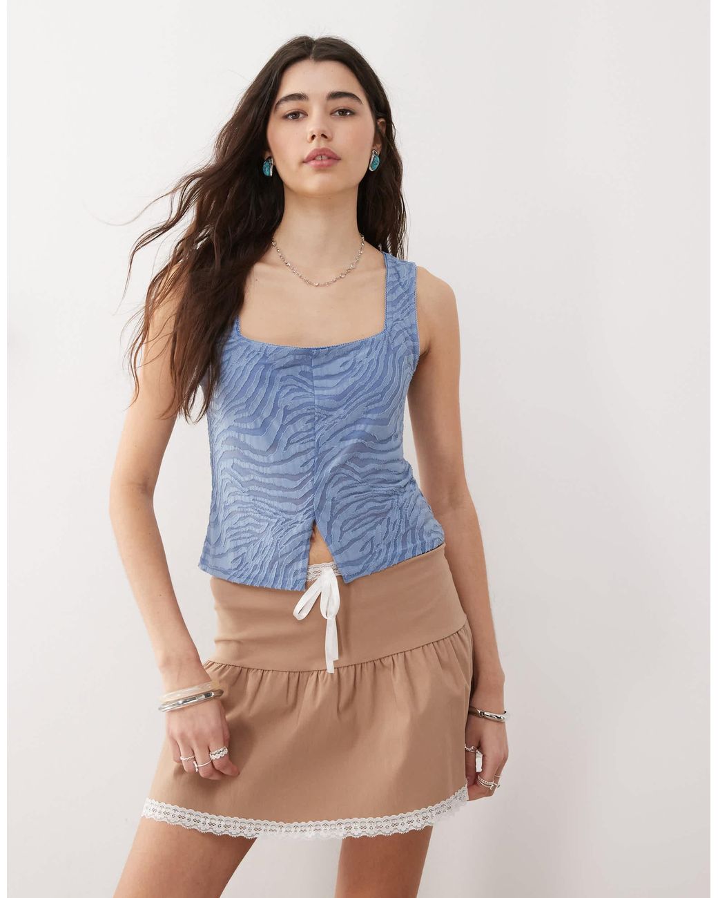 Reclaimed Vintage Blue Split Front Tank