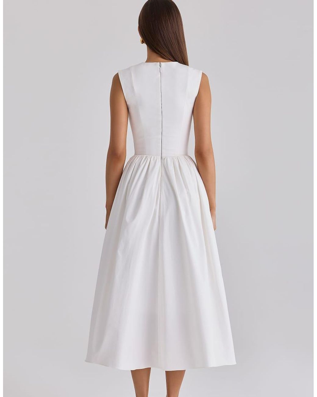 House Of Cb White Emmy Cotton Midi Sundress