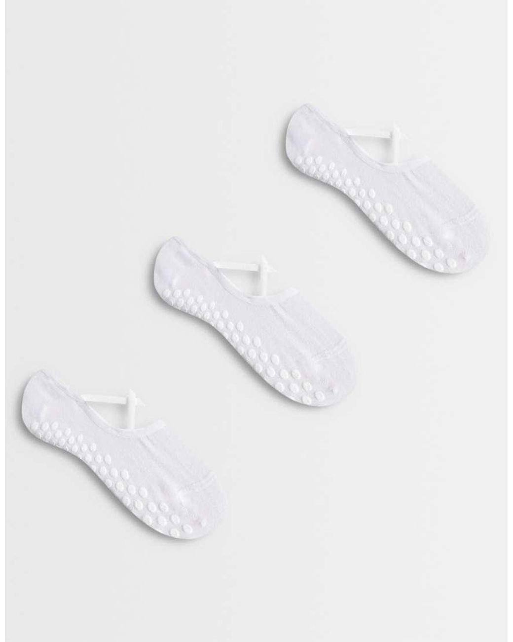 4505 White Pilates 3 Pack Non-slip Grip Socks With Elastic Straps