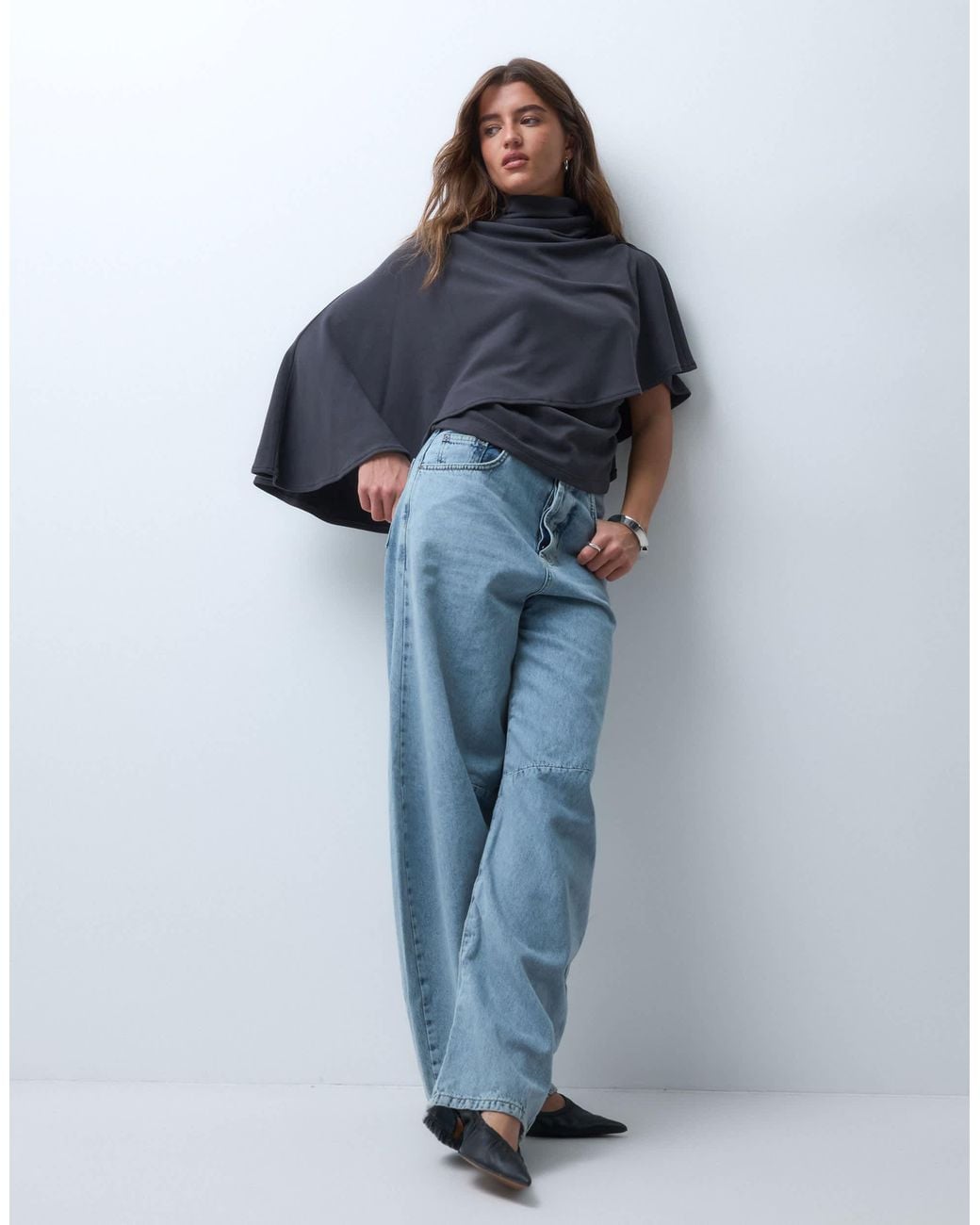 ASOS Blue Supersoft Drape Cape Top