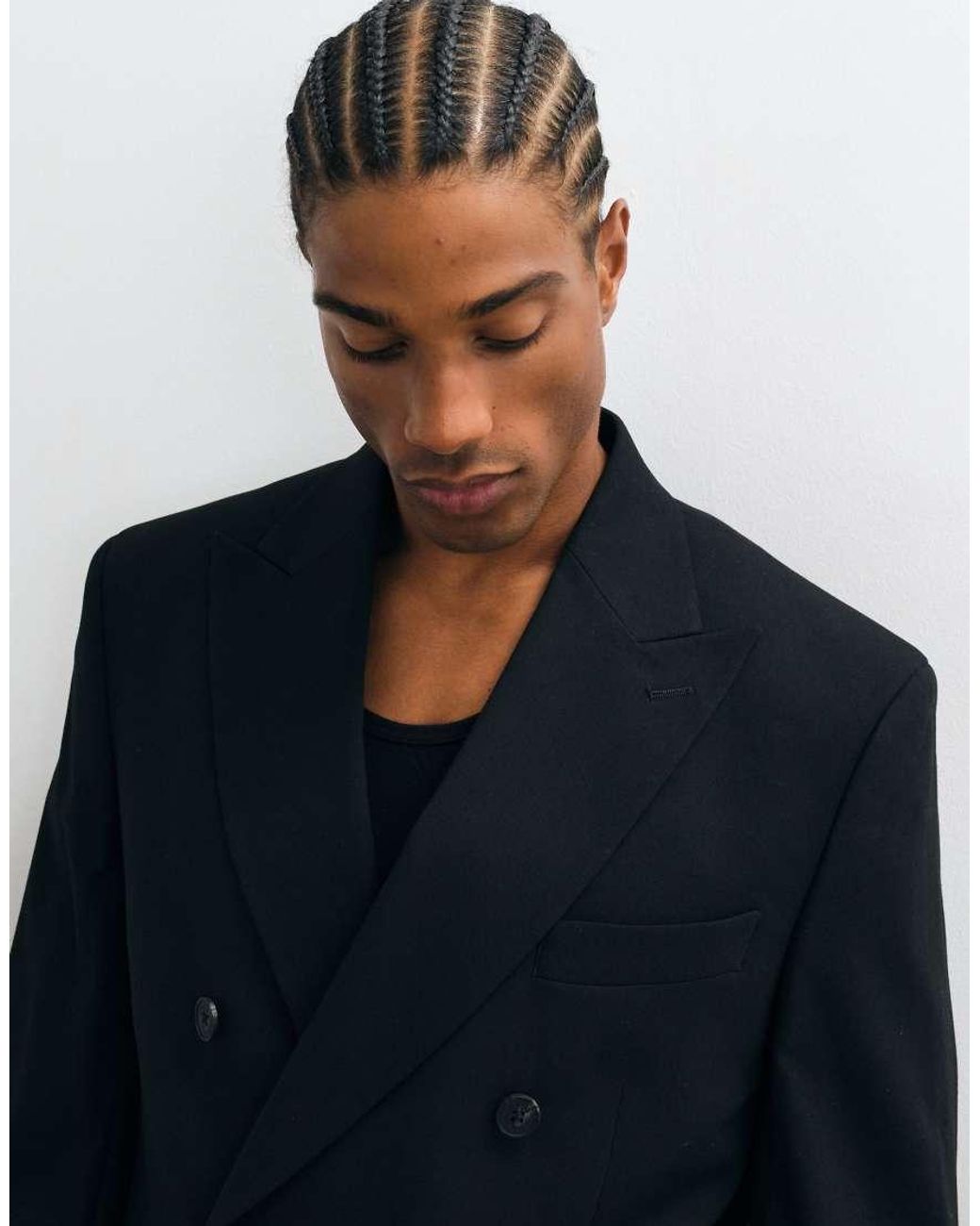 ASOS Black Slim Double Breasted Suit Jacket for men