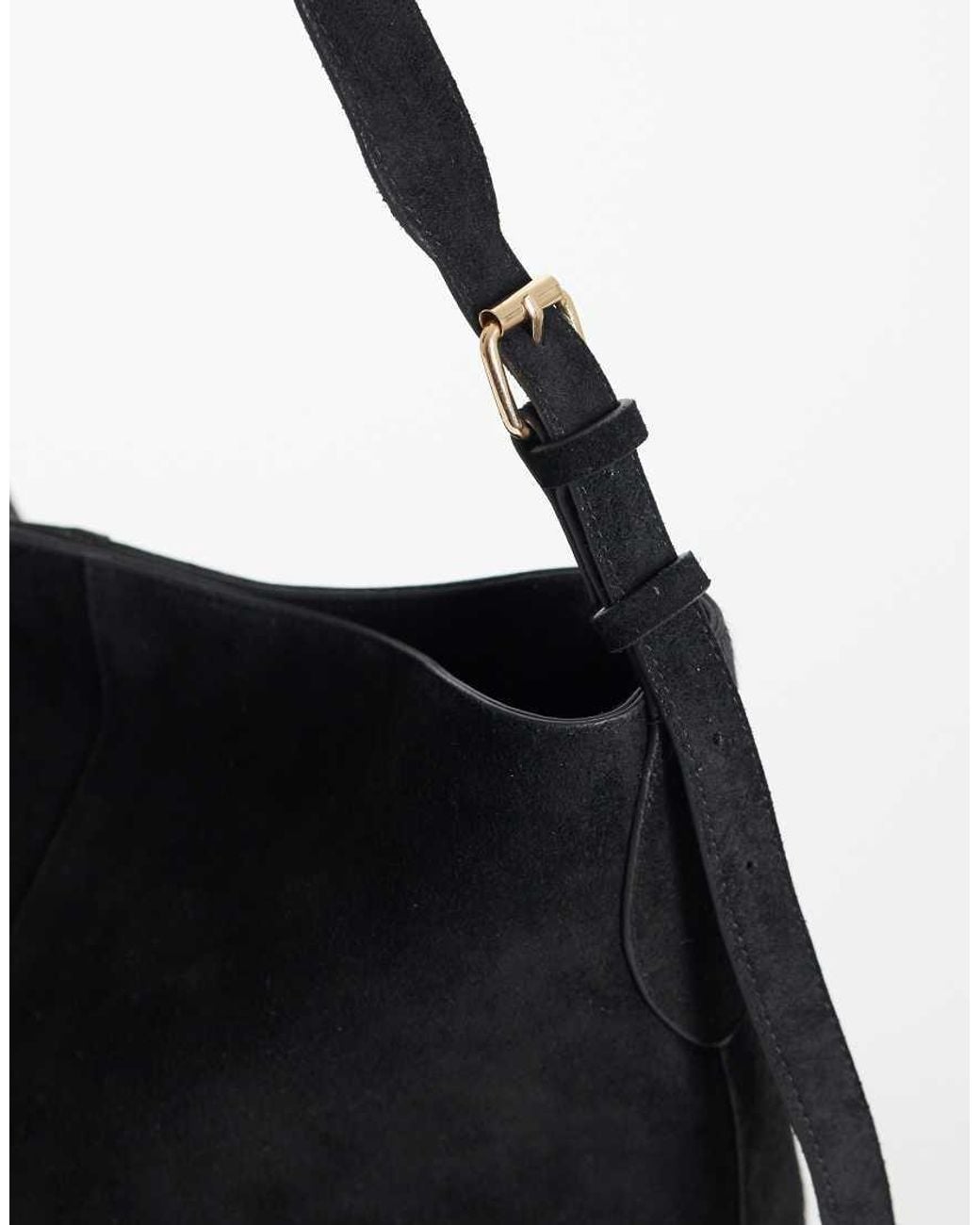 ASOS Black Hair On Leather Bucket Bag