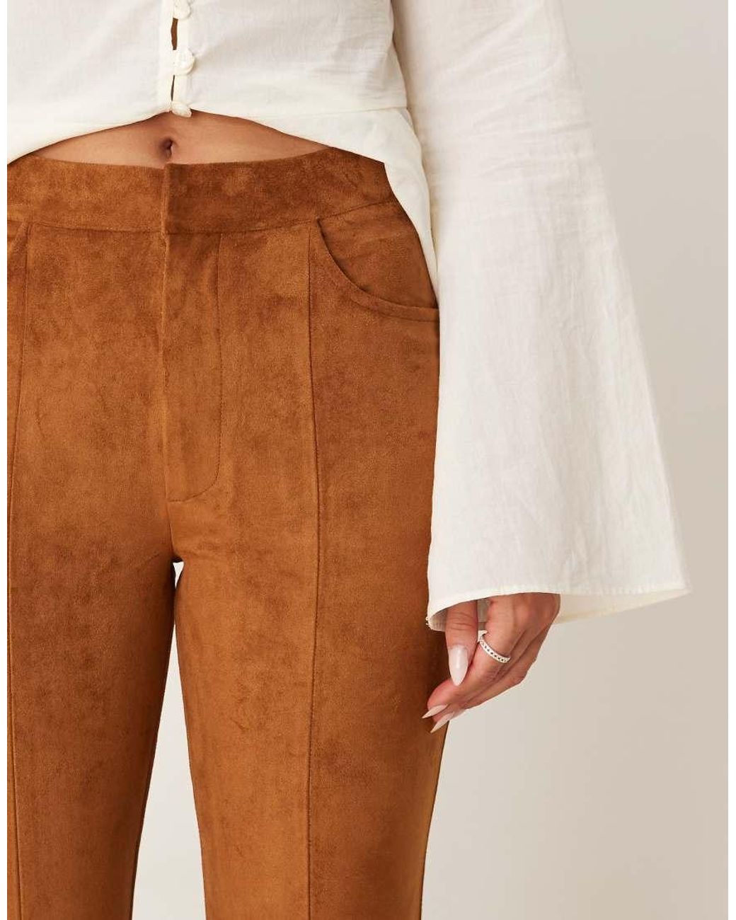 ASOS Natural Faux Suede Flare Trouser
