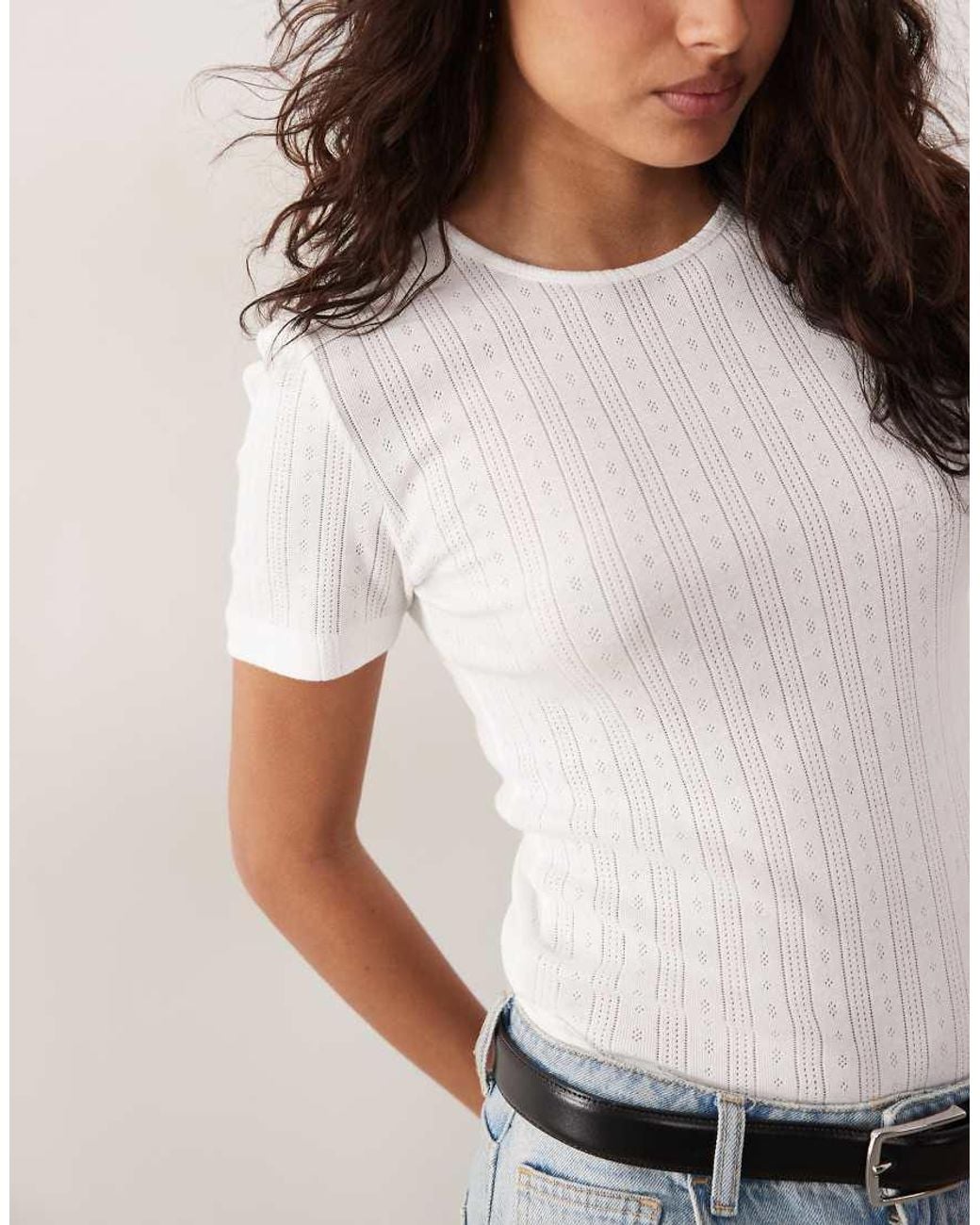 Jdy White Pointelle T-shirt