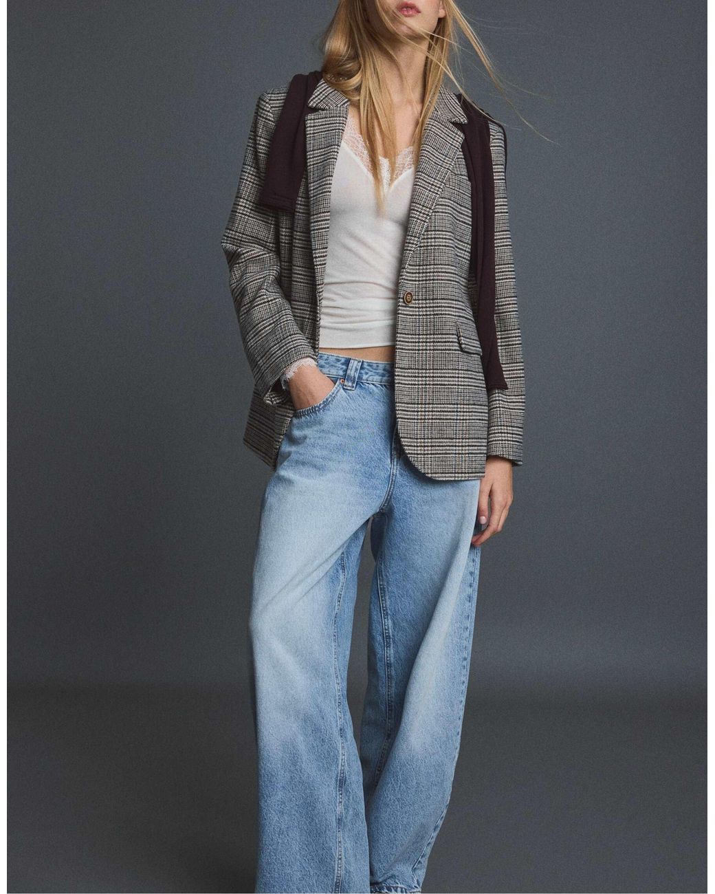 Stradivarius Blue Basic blazer aus wollmix
