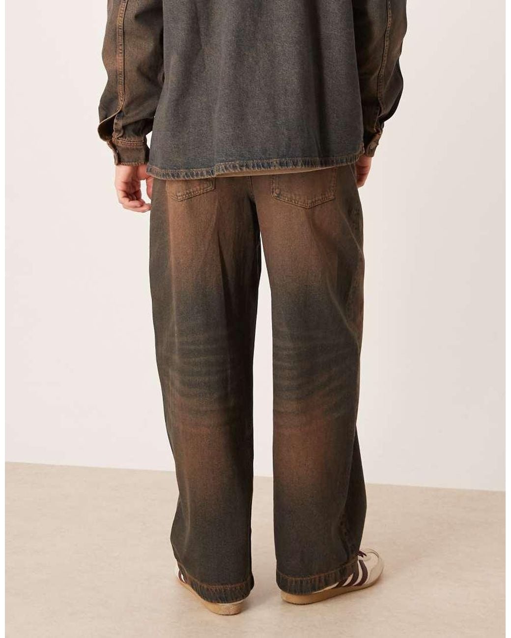 ASOS Brown Barrel Fit Jeans for men