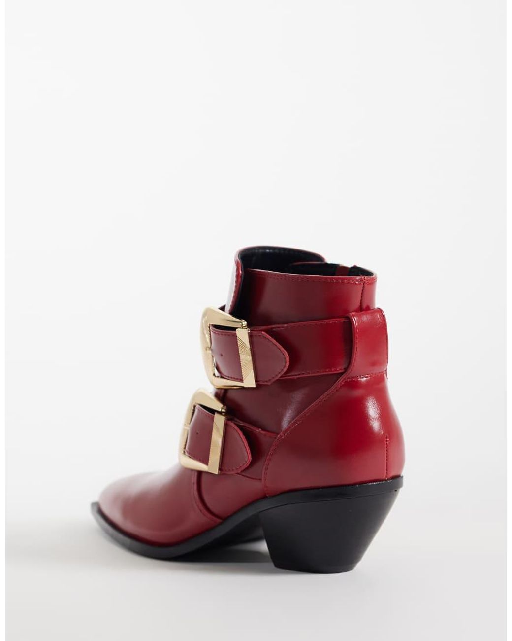 ASOS Red Ruben Boho Buckle Heeled Ankle Boots