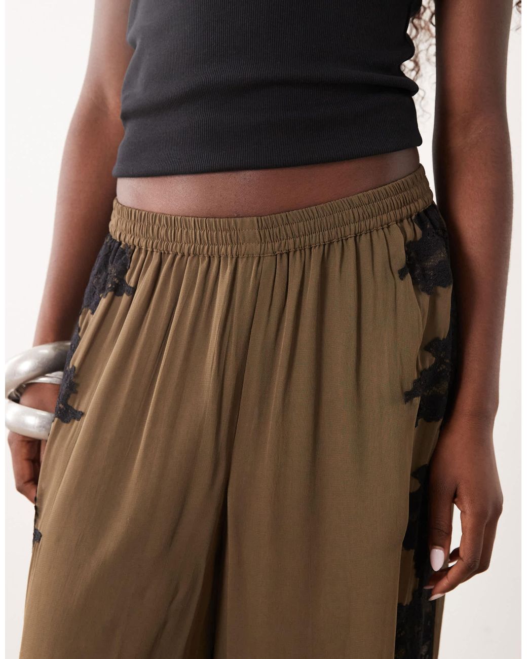 ASOS Brown Lace Insert Trousers