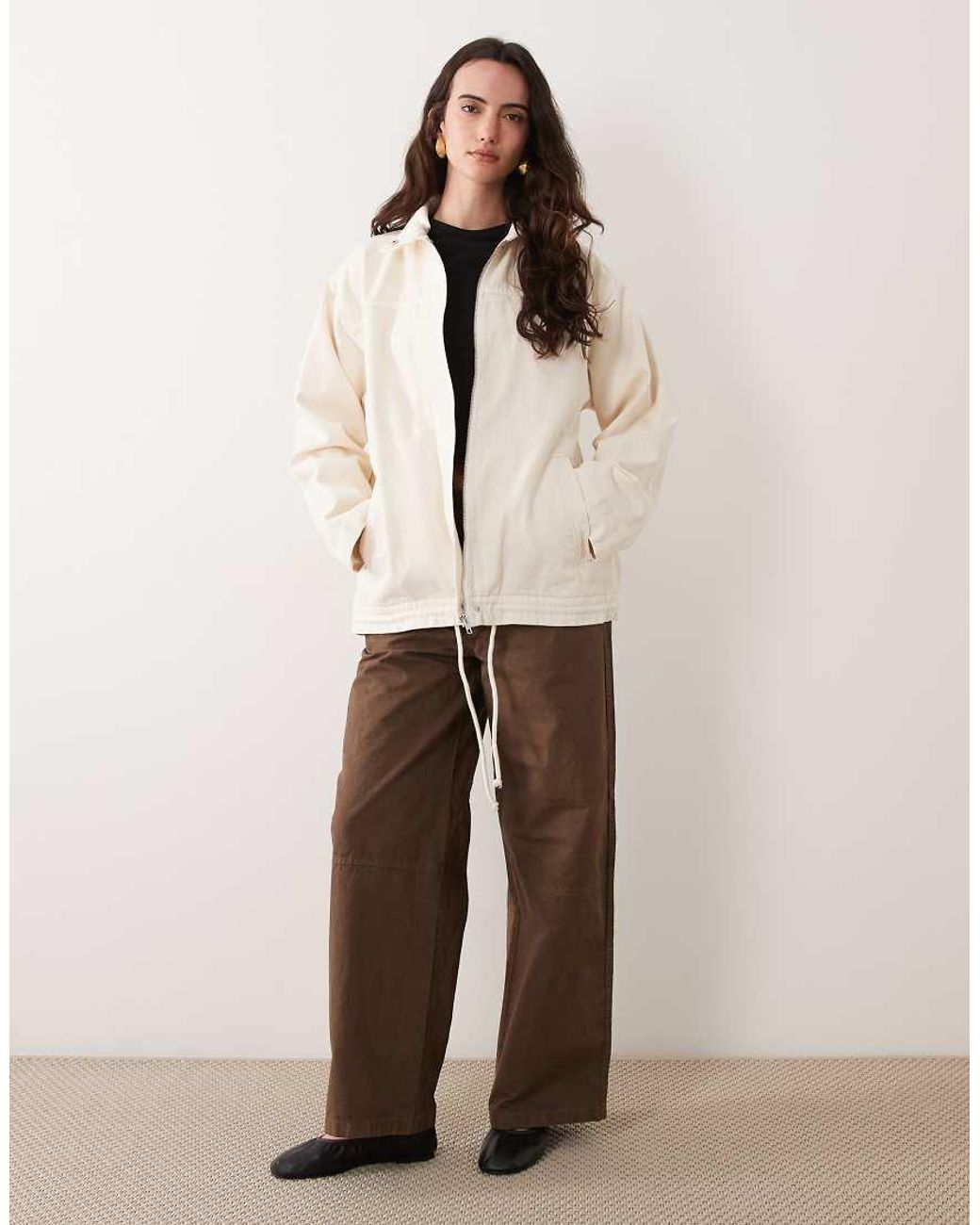 ASOS Natural Denim Funnel Neck Jacket