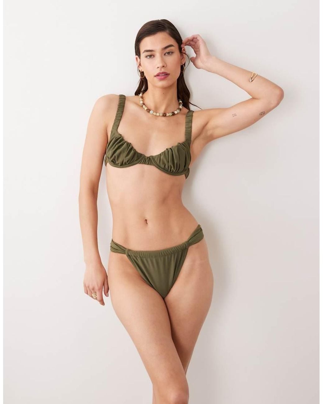 Miss Selfridge Brown Mix And Match High Leg Bikini Bottom