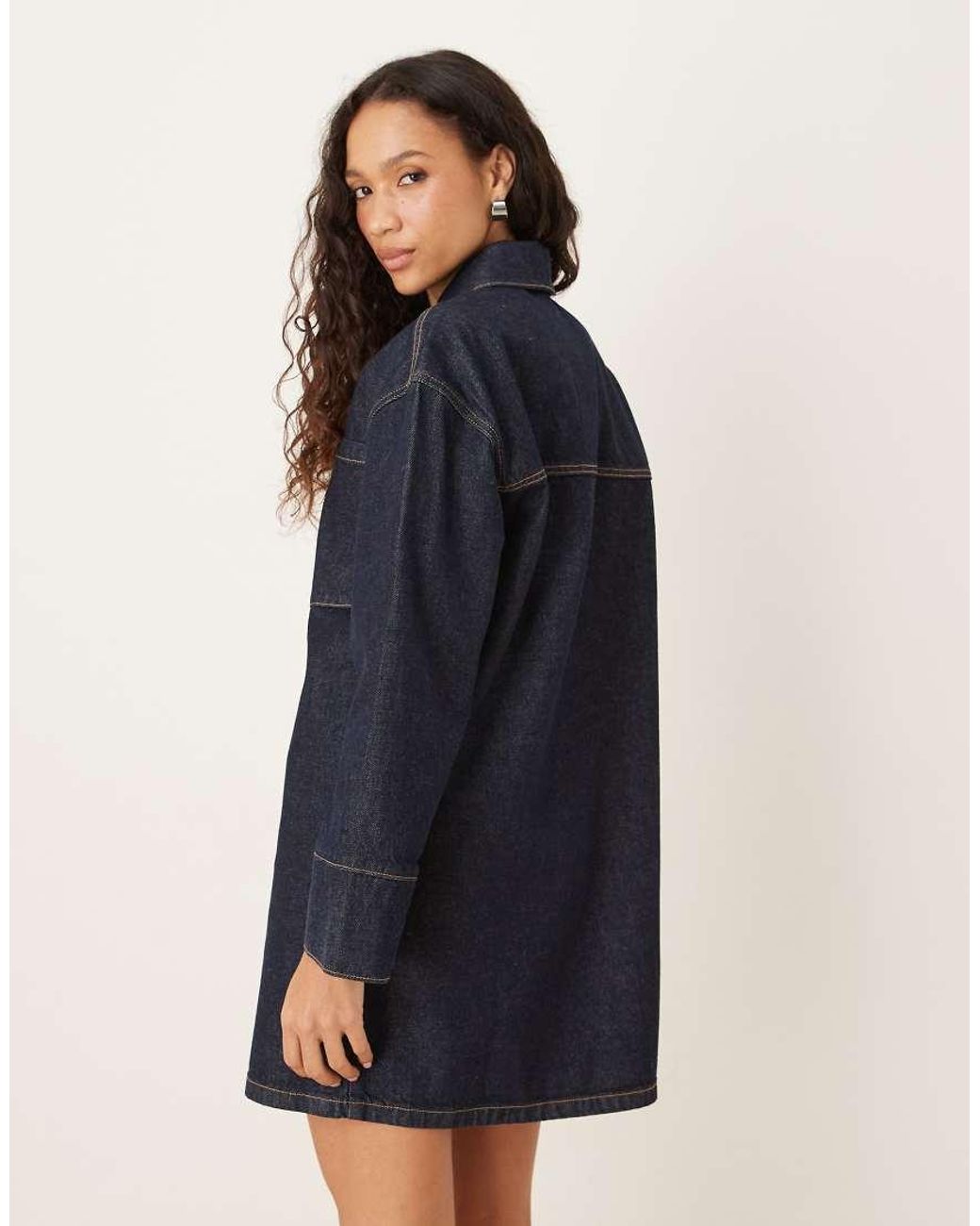ASOS Blue Denim Oversized Long Sleeve Shirt Dress