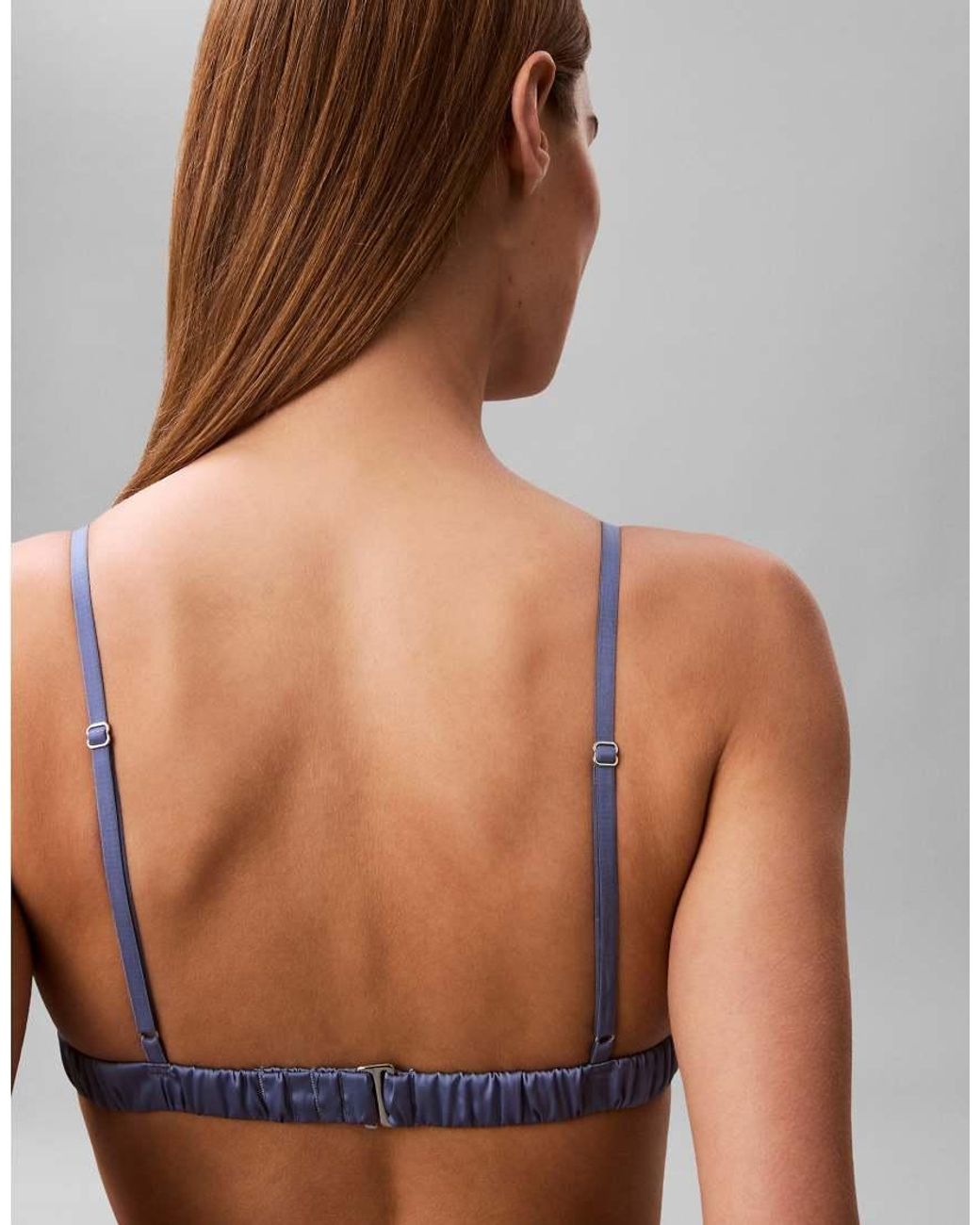 Calvin Klein Blue Signature Satin Unlined Triangle Bra