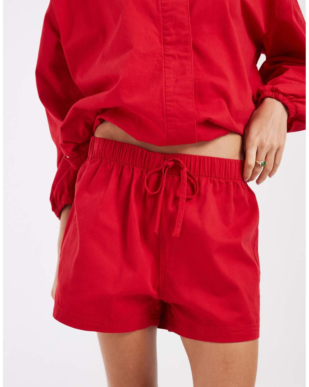 ASOS Red Pull On Denim Short