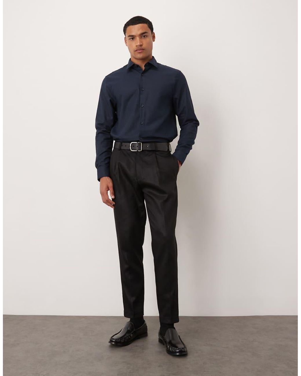 ASOS Blue Formal Linen Blend Regular Shirt for men