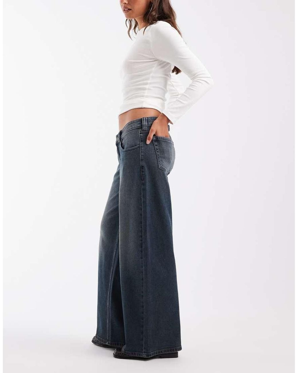 Hollister Multicolor Ultra Low Rise baggy Fit Jeans With Adjustable Detail