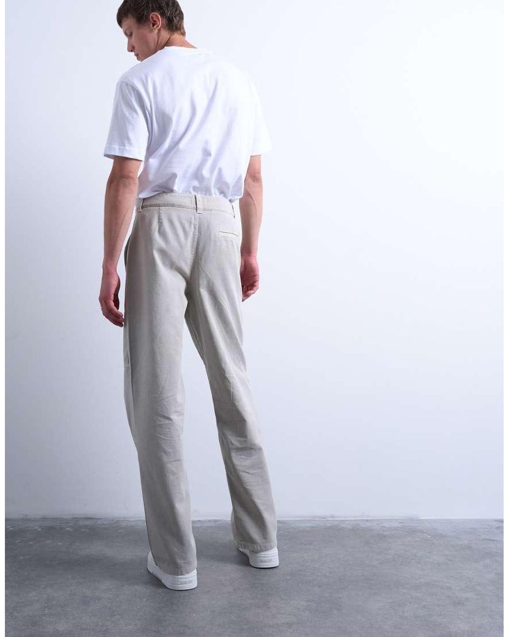 Topman White baggy Fit Twill Chino Pants With Leg Panels for men