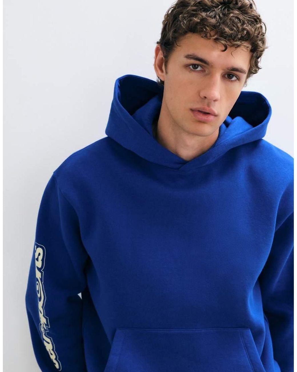 ASOS Blue Relaxed Boxy Hoodie With Print for men