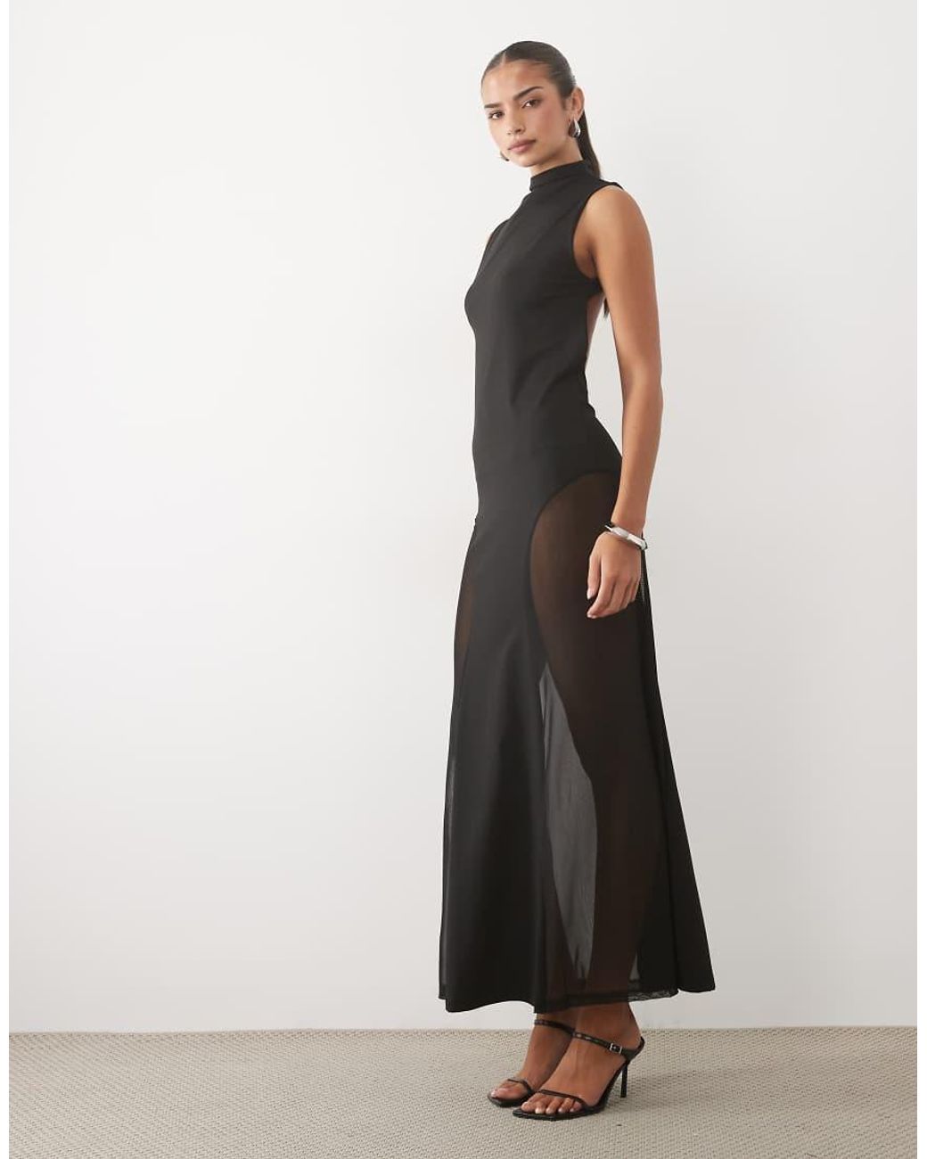 ASOS Black High Neck Sleeveless Maxi Dress