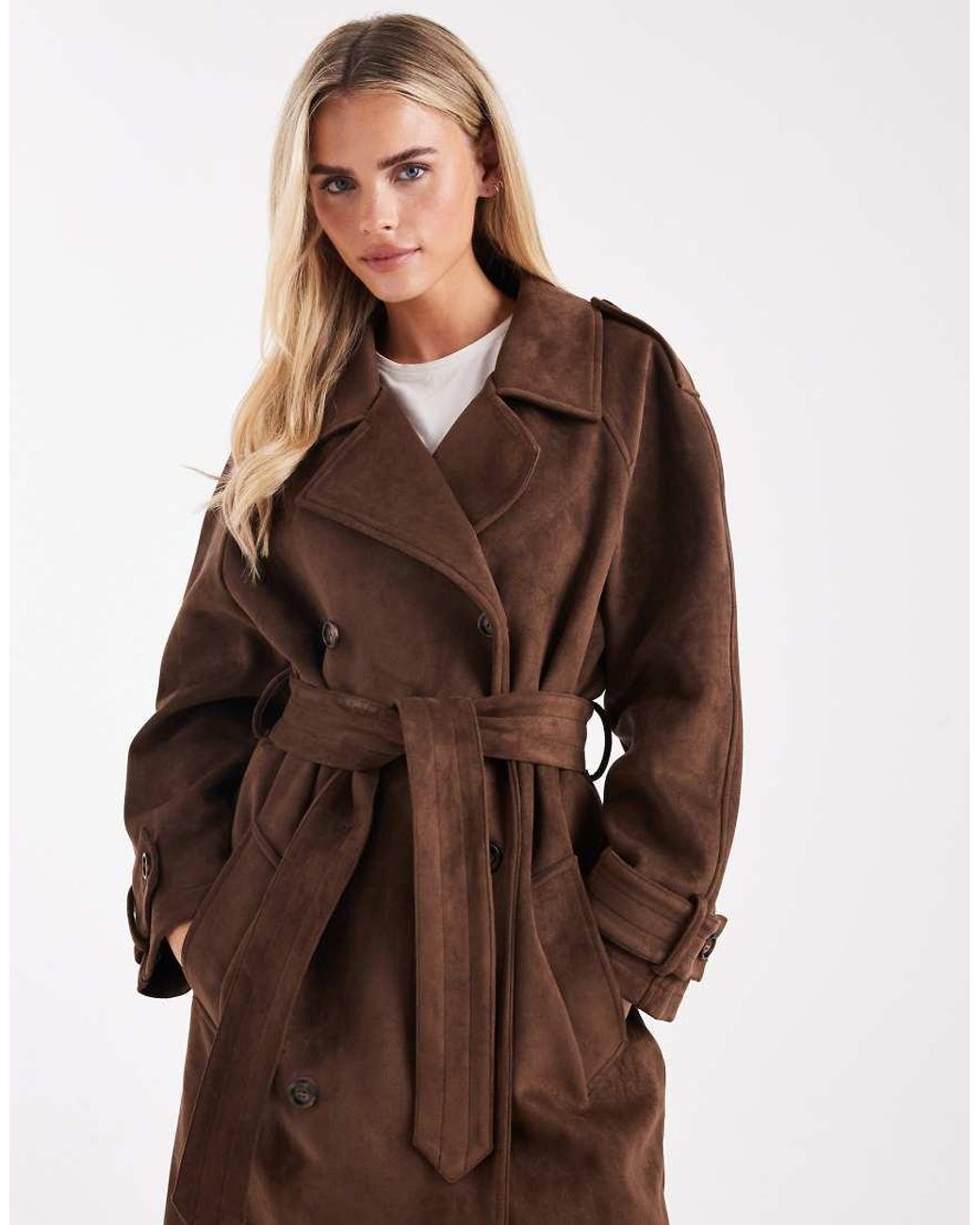 Miss Selfridge Brown Suedette Trench Coat