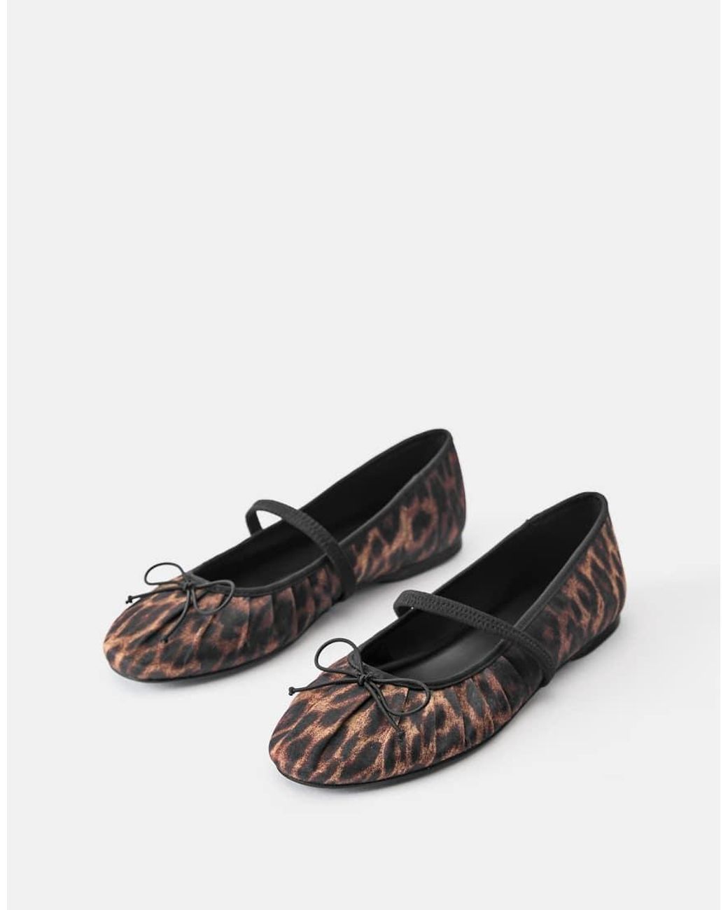 Pull&Bear Multicolor Leopard Print Ruched Ballet Pumps
