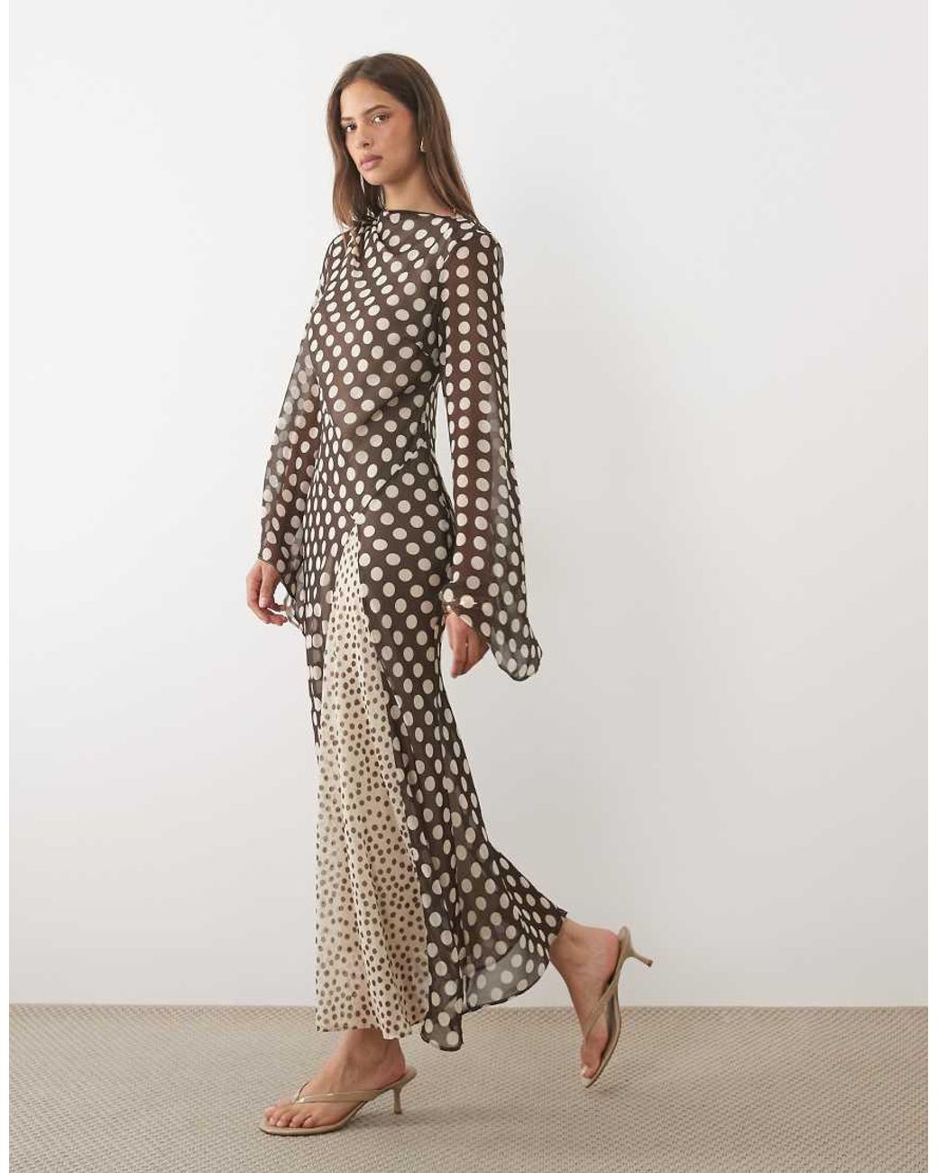 ASOS White Slash Neck Chiffon Maxi Dress