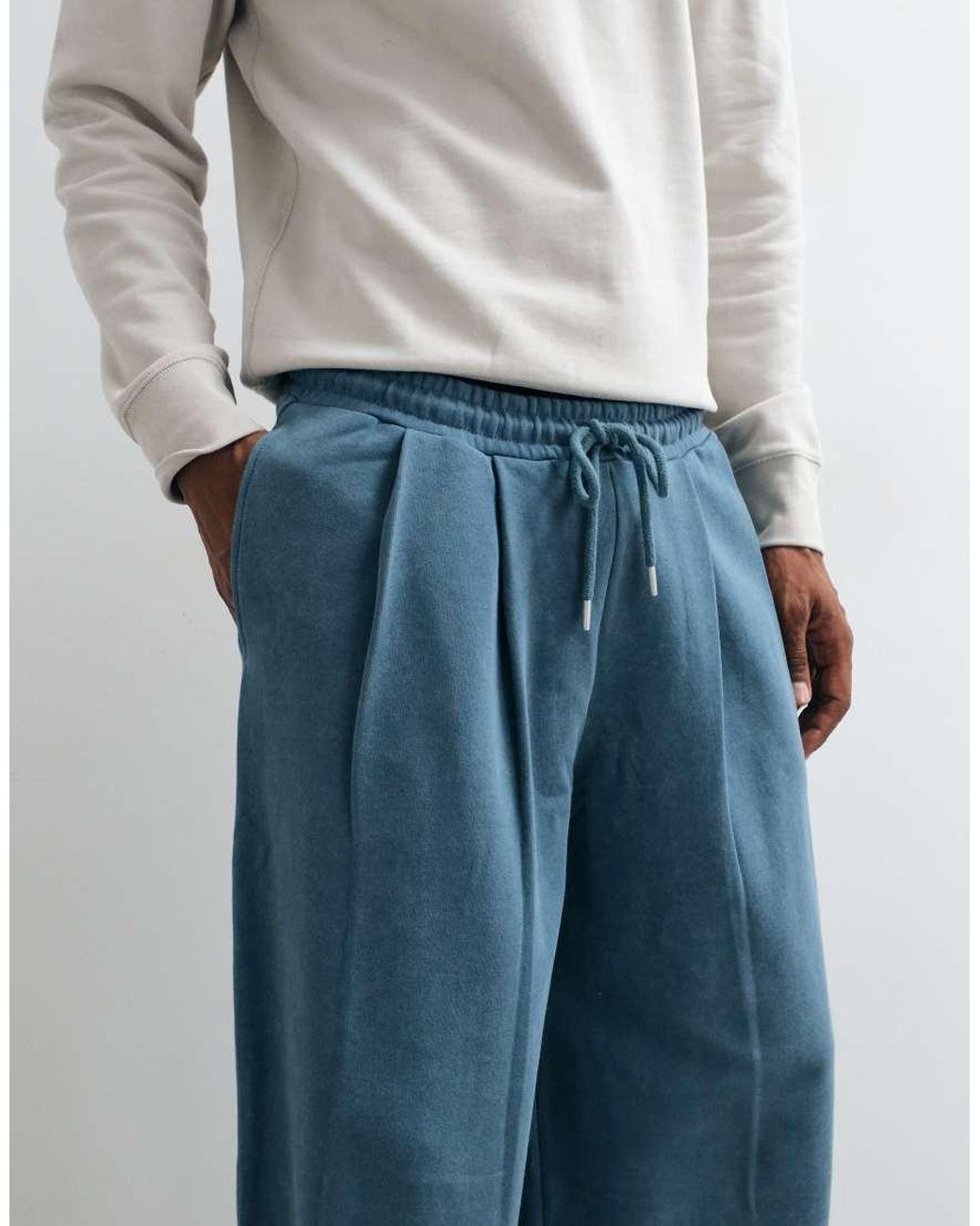 ASOS Blue Oversized Balloon joggers With Acid Wash for men