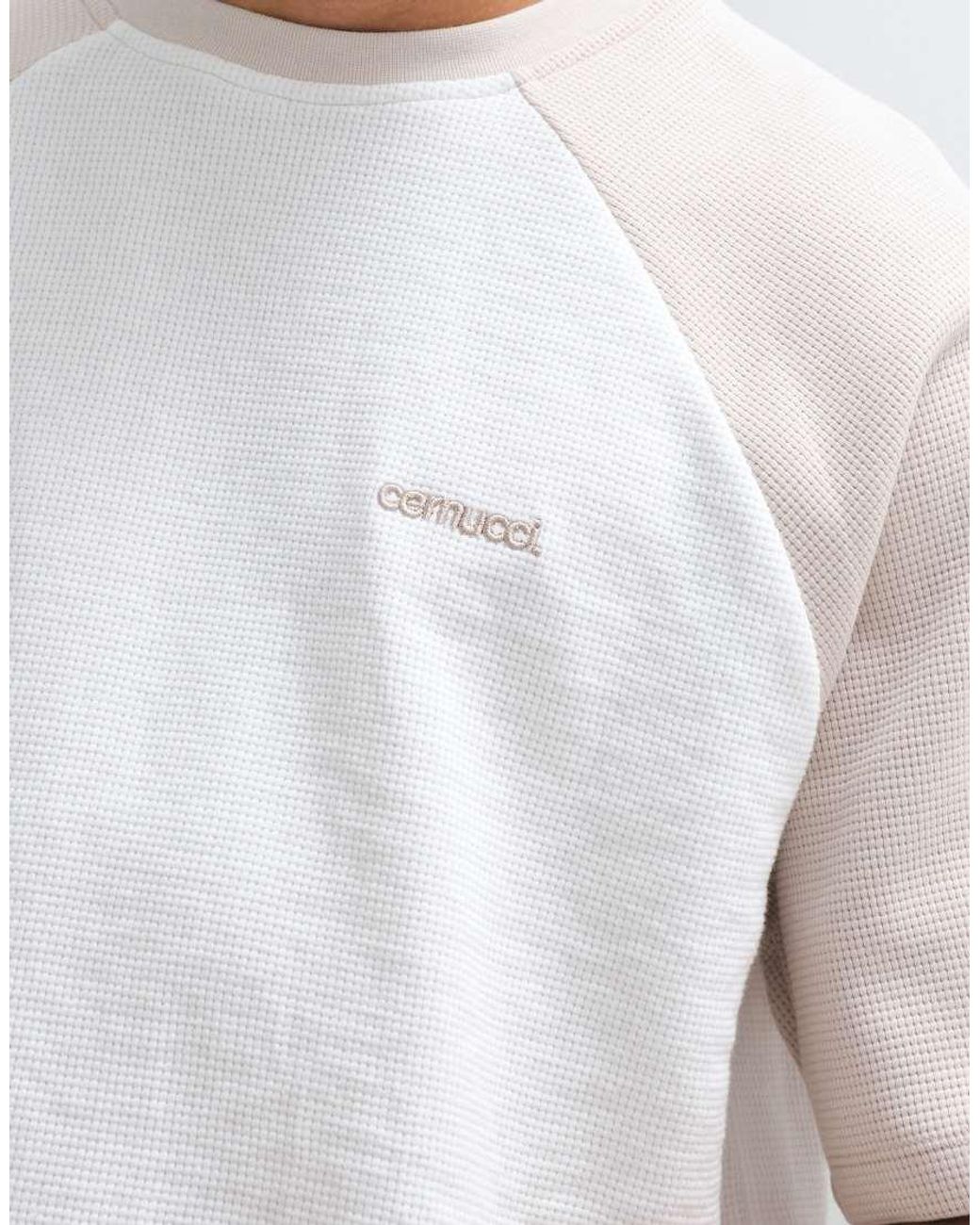 CERNUCCI White Logo Raglan Waffle T-shirt for men