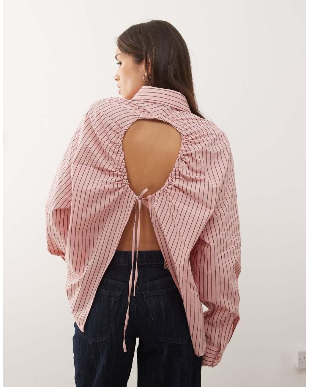 Collusion Pink Oversized Shirt With Cut Out Back Detail