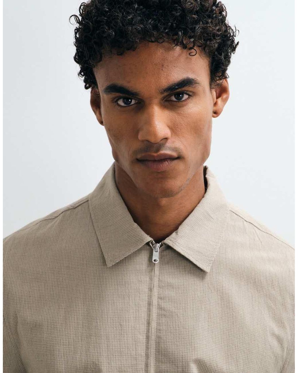 Mango White Harrington Jacket for men