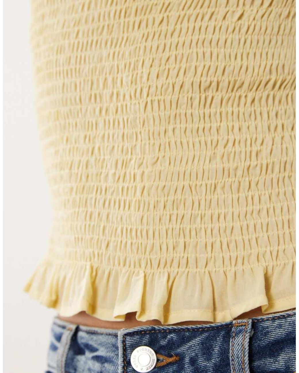 ASOS Blue Shirred Long Sleeve Top