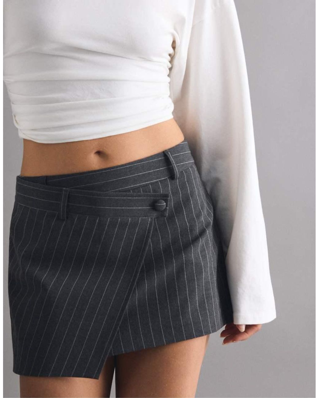 Stradivarius Gray Crossover Mini Skort