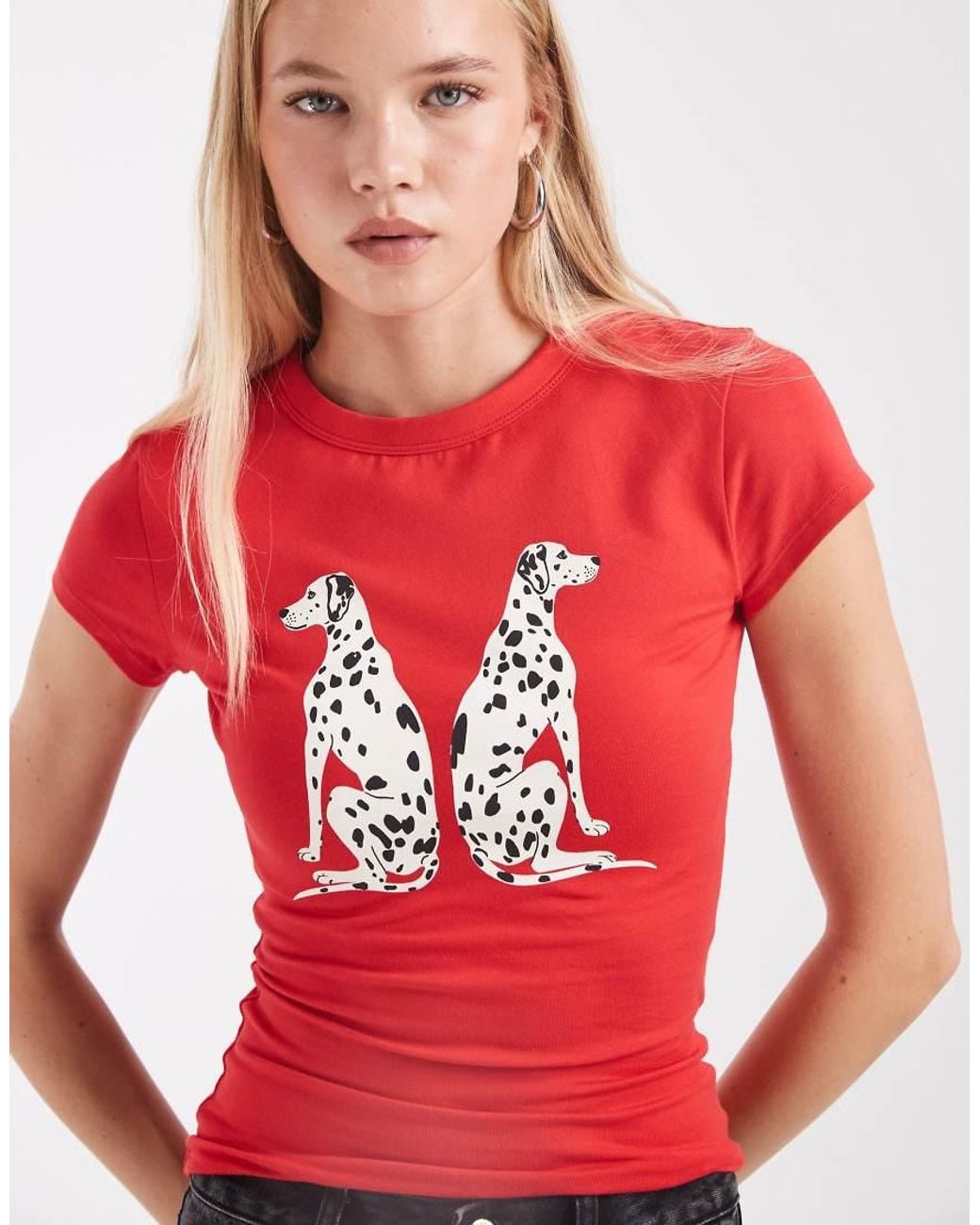 ASOS Red Baby Tee With Dalmation Graphic
