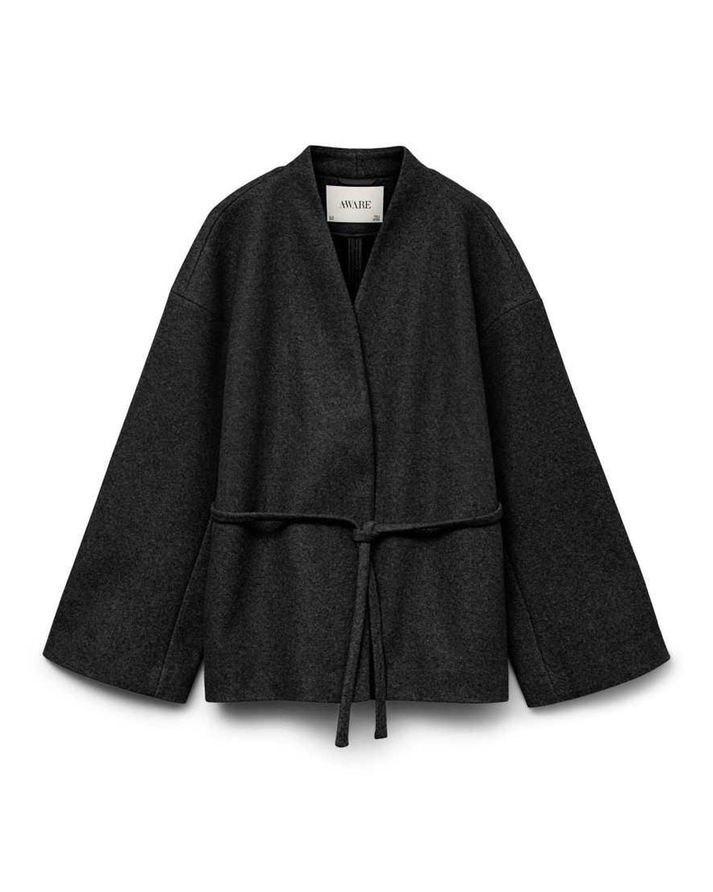 Vero Moda Sijina Jack Met Ceintuur, Verlaagde Schouders En V-Hals in het Black