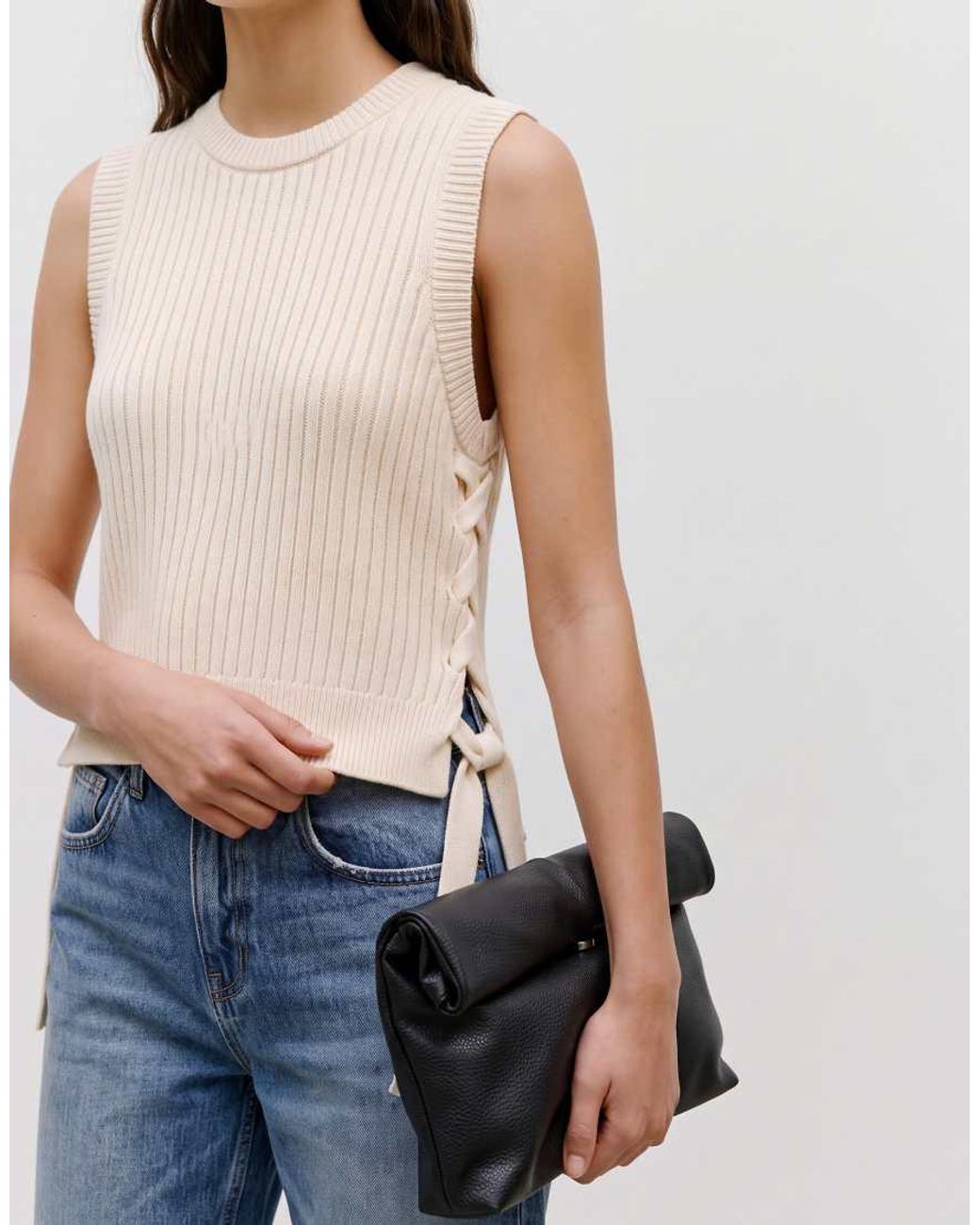 Vero Moda White Lace Up Rib Knitted Vest